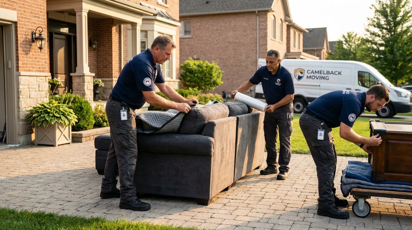Large estate moving crew wrapping furniture in Dayton, OH