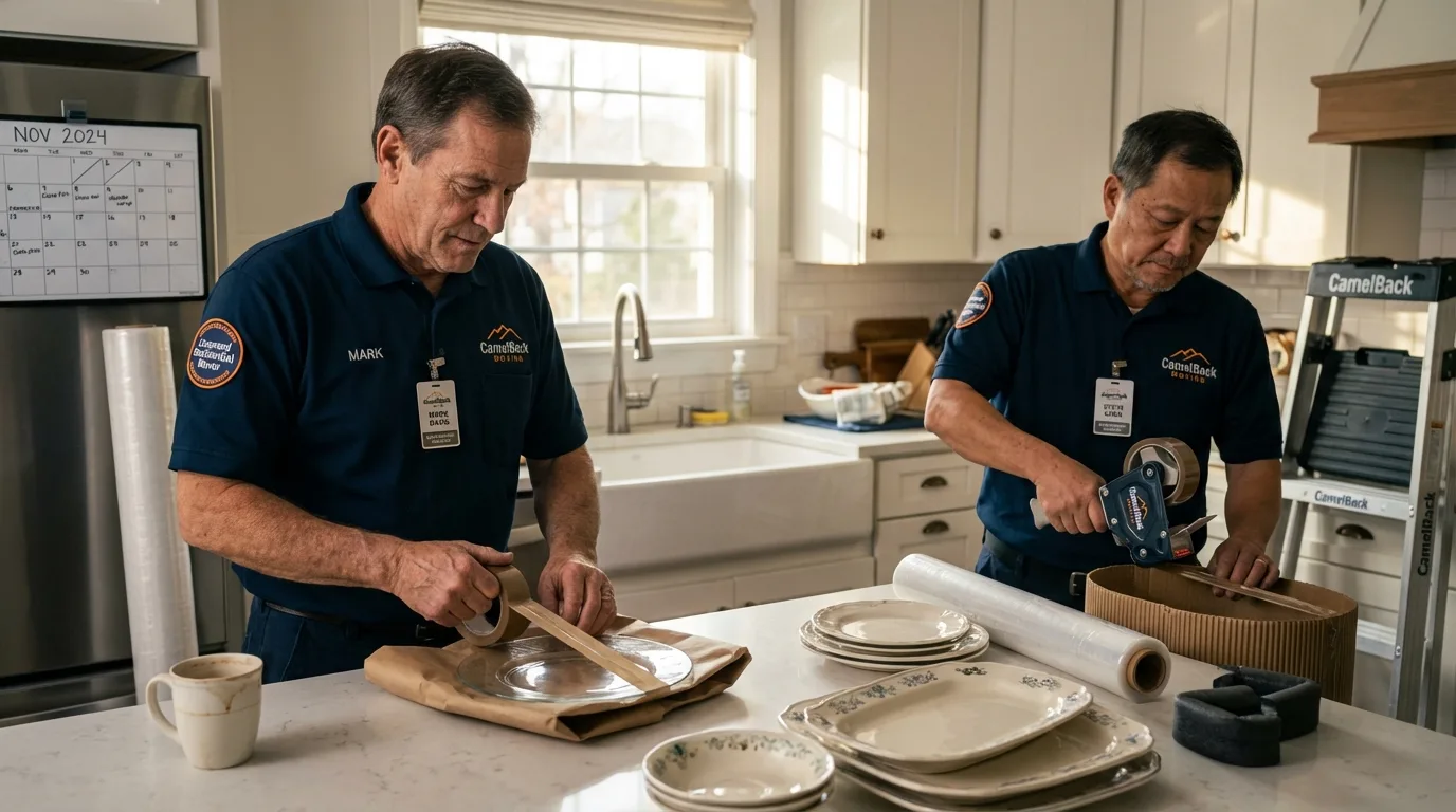 Professional crew packing kitchen dishware in Dayton, OH